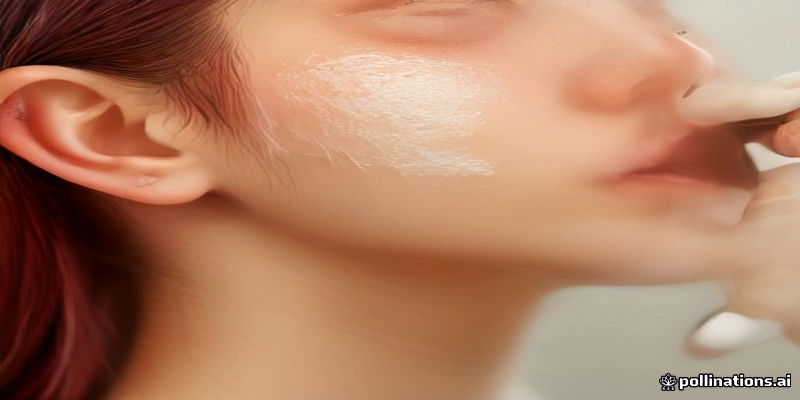 귀 뒤에 화장품을 조금 발라 시험하는 모습