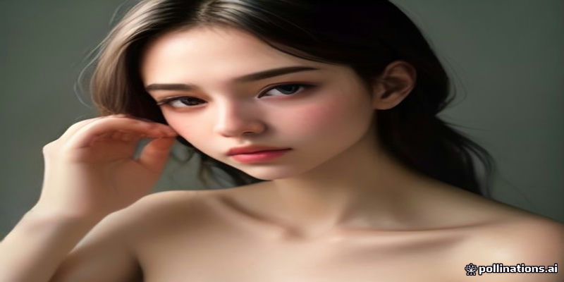 세안 후 물기 있는 얼굴에 세럼을 바르는 손