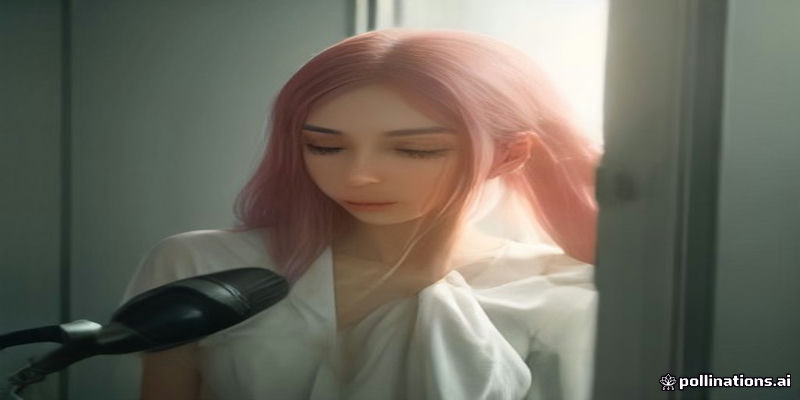 드라이어로 두피를 말리는 모습
