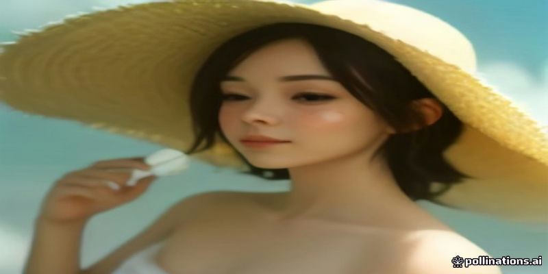 햇살 좋은 날 야외에서 선크림을 덧바르는 모습