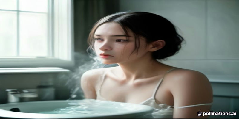 미지근한 물로 얼굴을 헹구는 모습